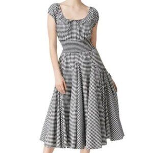 725-31 Grace Elements Gingham black white checkered Maxi Dress Size XL